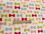 tissu popeline coton biodegradable 160x50cm moderne rayures diagonales points nœuds blanc bleu rose vert