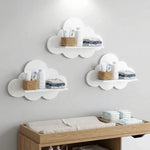 étagères murales nuage blanches modernes adhésives rangement bois pot fleurs cactus jouet