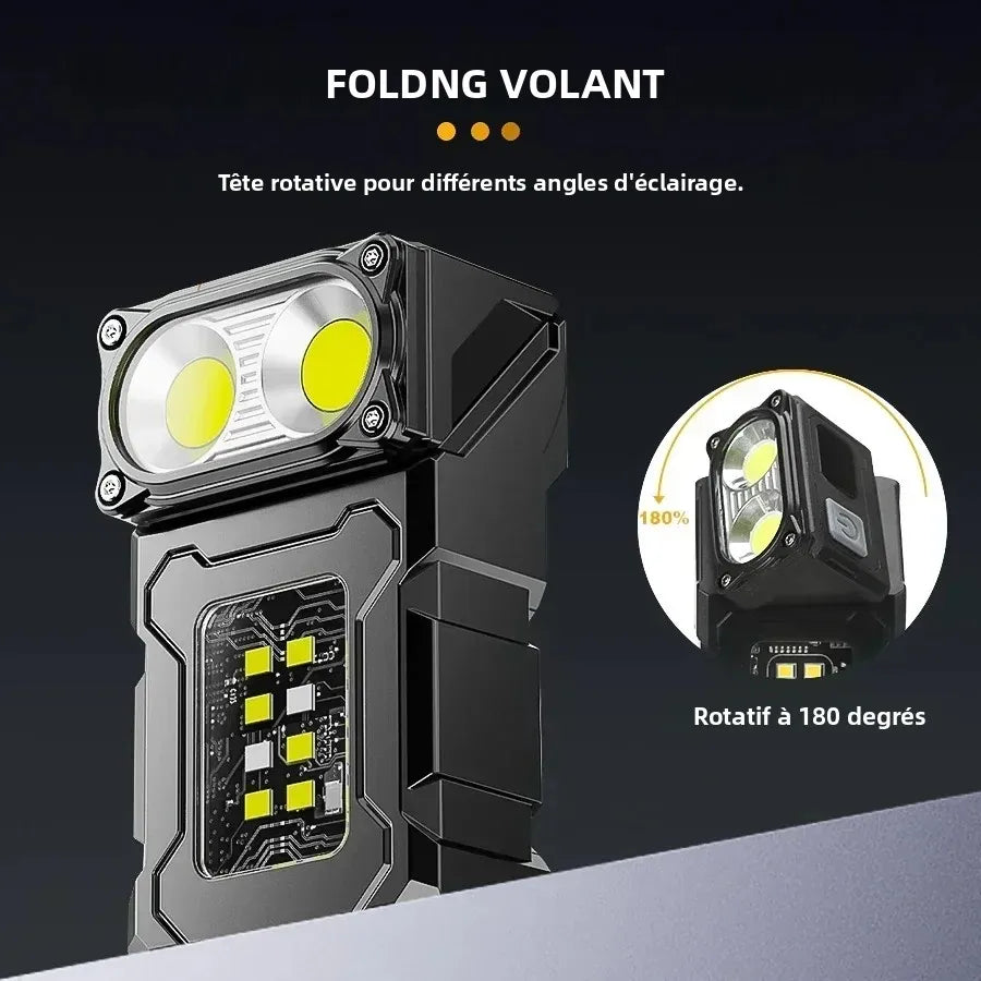 lampe torche rechargeable led usb aimantée moderne 800 lumens 10w variateur modes campingurgence