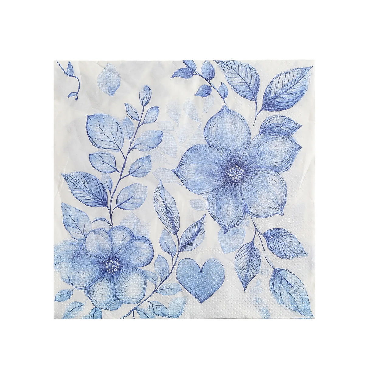serviettes papier motif floral couleurs vives blanc bleu rouge jaune vert rose classique romantique