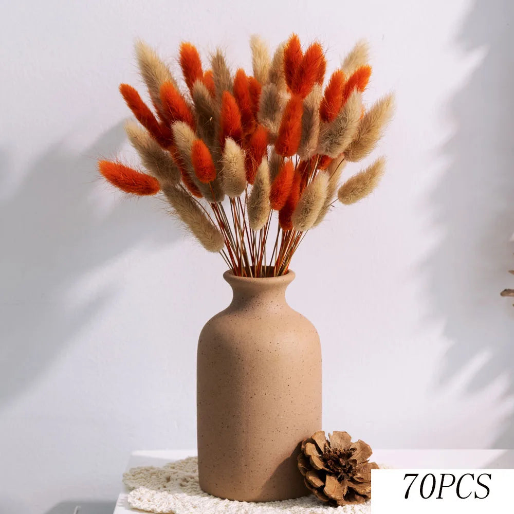 bouquet fleurs séchées naturelles plumes feuilles beige marron anniversaire décoration maison automne rustic