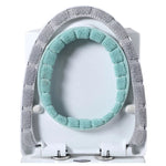 couvre siège toilette gris doux rayures élastique intégré motifs décoratifs écologique salle bain