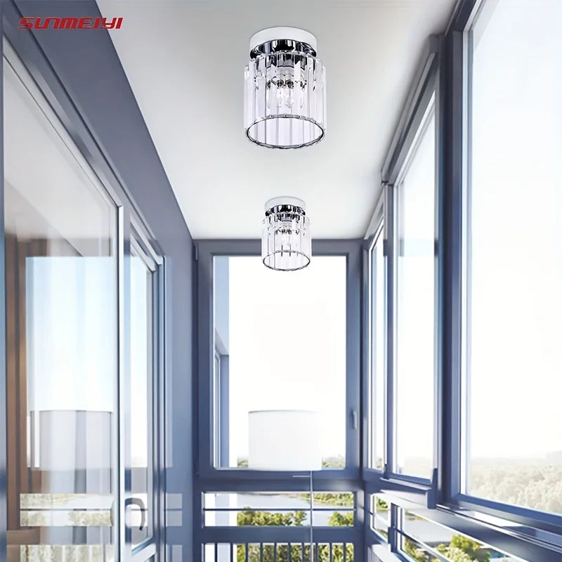 lampe moderne transparente strass argentée élégante éclairage quotidien verre métal