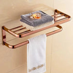 ensemble porte serviettes moderne rose doré salle bain fixations murales lisses opaques