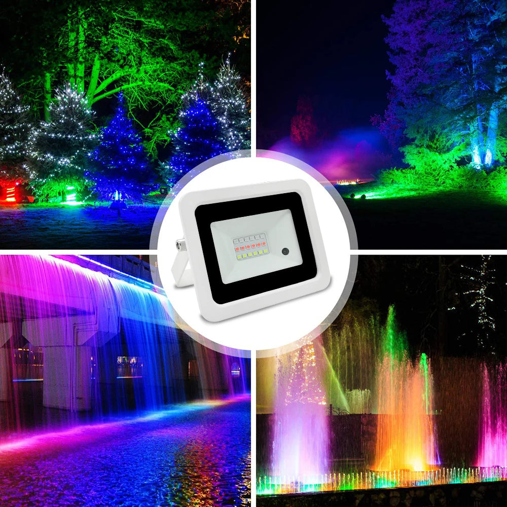 projecteur led rgb blanc noir moderne certification ip68 étancheextérieur télécommande