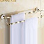 porte serviettes mural doré acier inoxydable barres doubles finition chromée classique fixations vis inclusées