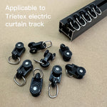rideau électrique rail noir poulies patins accessoires tringle moderne anneaux métalliques fixations