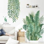 sticker mural décoration feuilles plantes tropicales aquarelle naturel moderne 30x90cm
