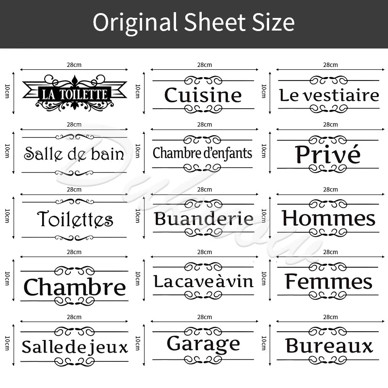 autocollants salle bain toilettes stickers murals vinyle adhésifs noir motifs floraux vintage 28cm textes