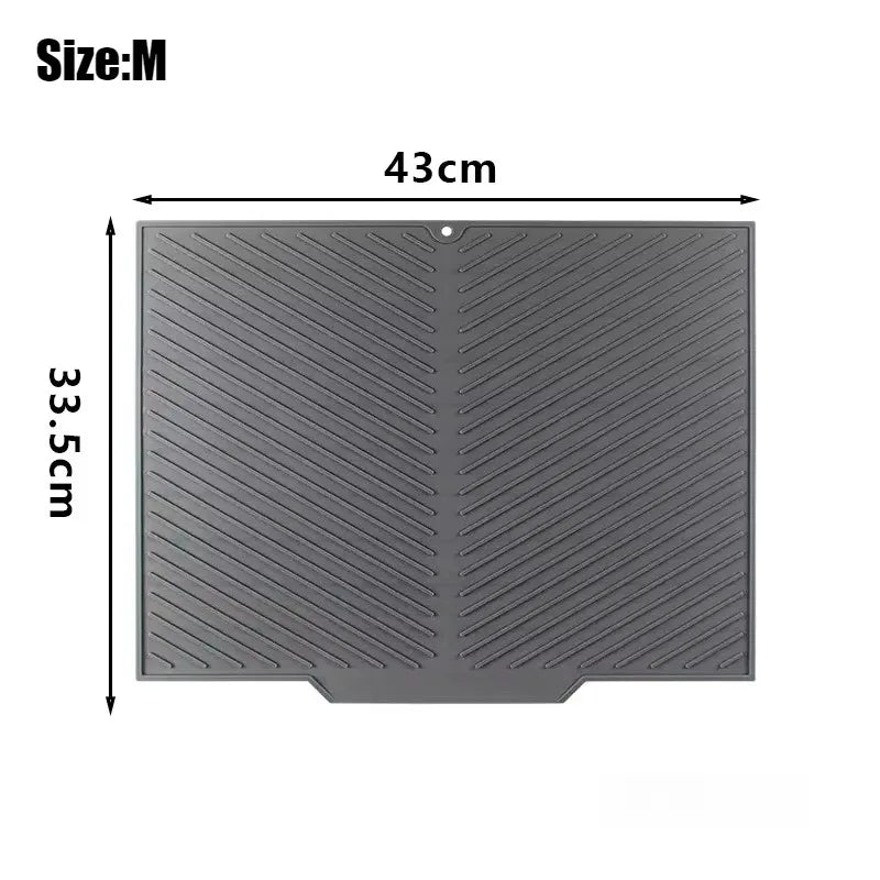 tapis silicone gris moderne rayures diagonales cuisine antidérapant respectueux environnement filtration eau protection vaisselle