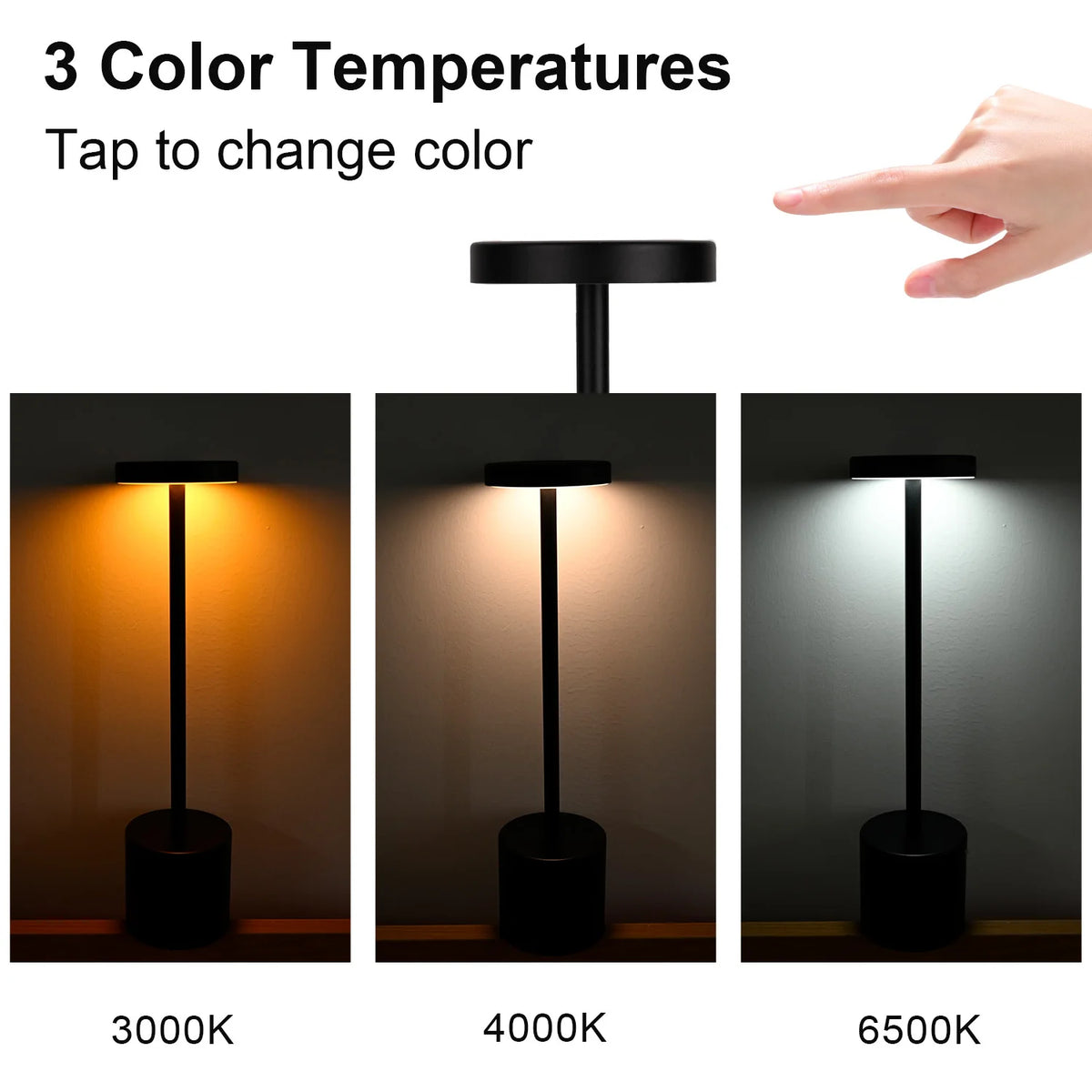 veilleuse led rechargeable tactile or noir blanc moderne couleurs réglable ambiance chambrehôtelbarDecoration