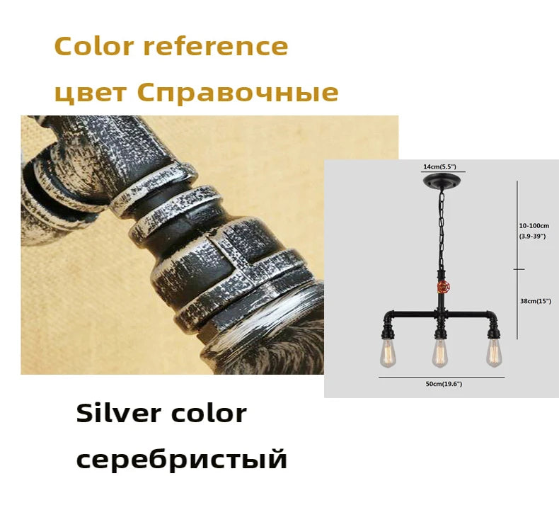 Lampe suspendue industrielle bronze noir rouge verre transparent chaîne métallique E27 vintage 10 15m²