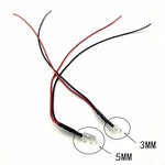 ampoules led pré câblées 5mm 3mm transparentes opalescentes rondes lisses fil rouge noir diodes