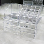 organisateur bijoux boîte transparente moderne poignées plastique grande taille cosmétiques maquillage soins peau