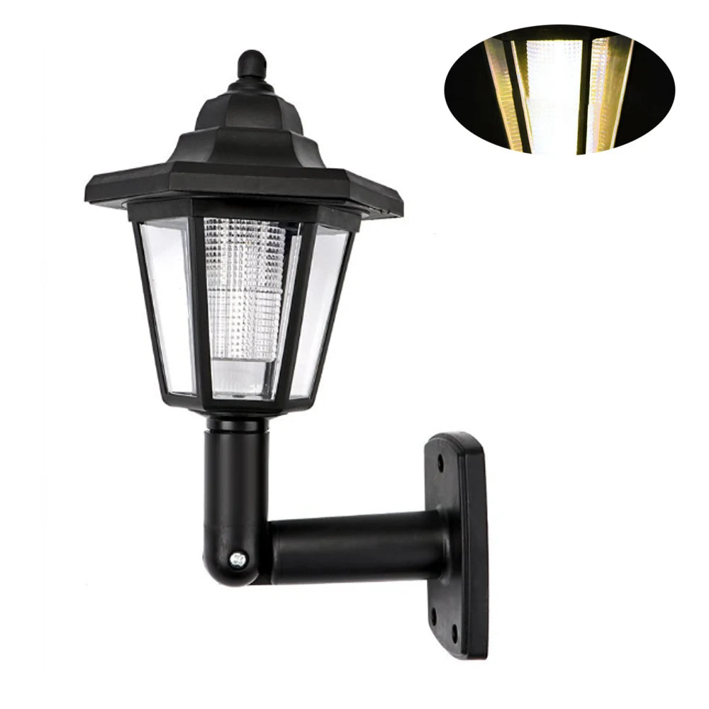 lampe murale led solaire noire transparente classique hexagonaleextérieur jardin décoration