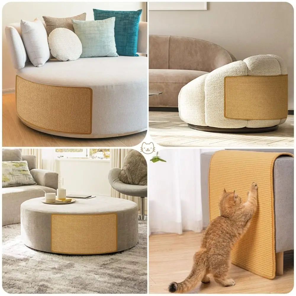 grattoirs chats sisal beige bordure marron adhésif portable modernes multifonctionnelsintérieur