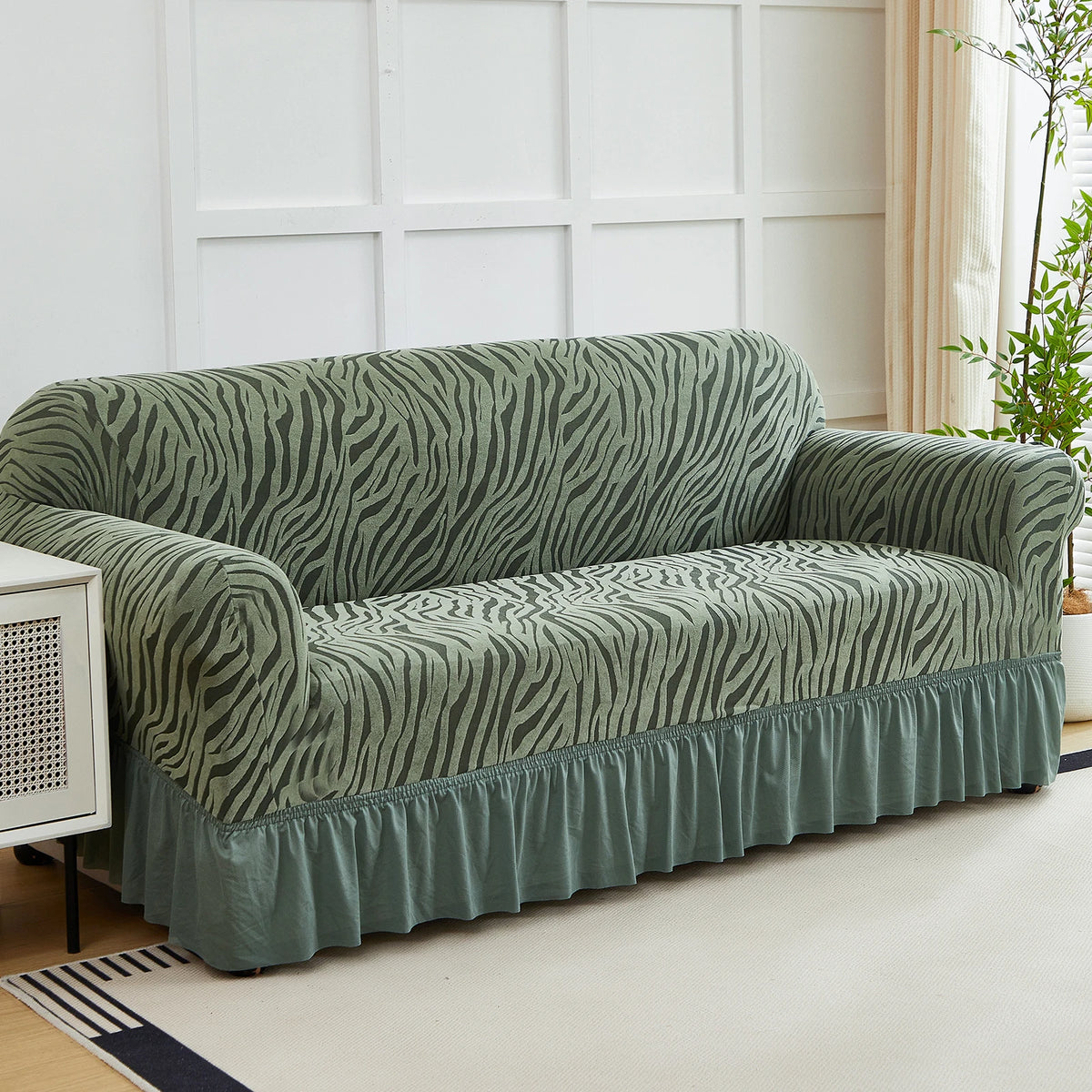 housse canapé universelle jacquard rayures horizontales moderne protection tissu élastique salon intérieur