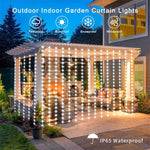 rideau lumineux led solaire multicolore festif cascade jardin fete deco vacancesextérieur moderne