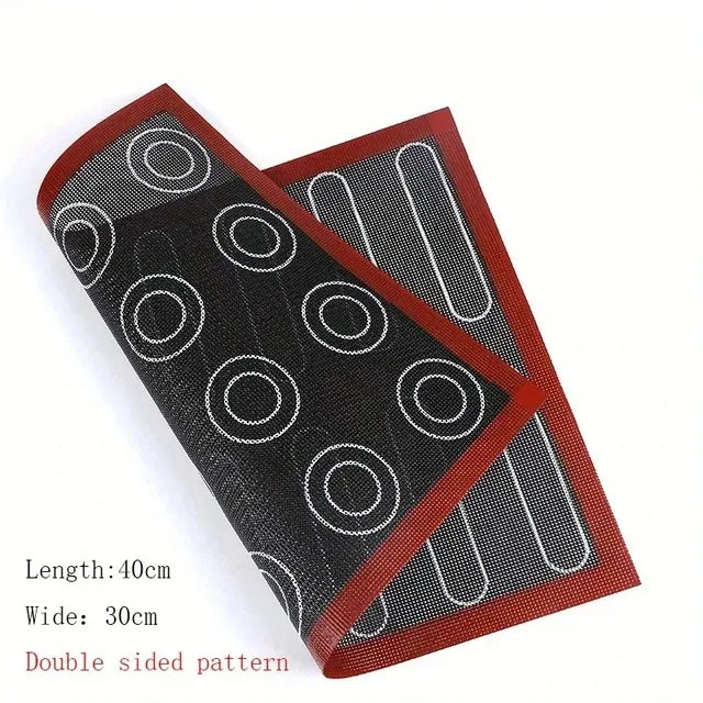 tapis cuisson silicone beige noir rouge texture tissée moderne clips antiadhésifs