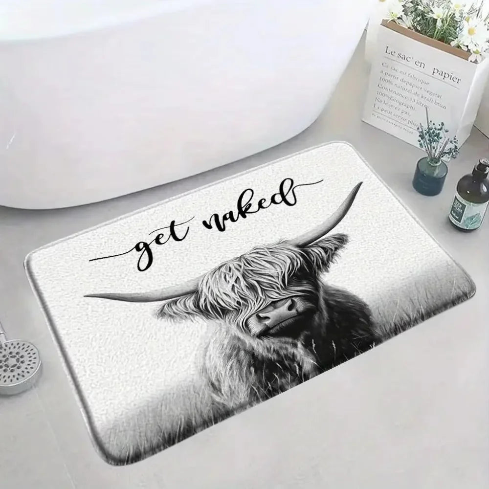 tapis bain antidérapant moderne get naked cerises noir blanc salon salle bain