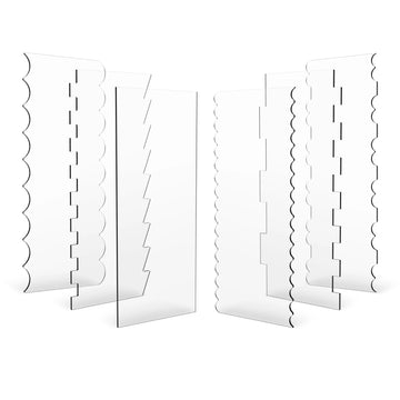 outils décoration gâteau plastique transparent moderne rayures bordures ondulées kit six pièces adhésif