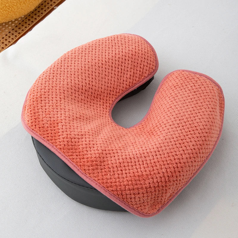 coussin soutien cervical bleu gris orange blanc tissu petits points confortable ergonomique