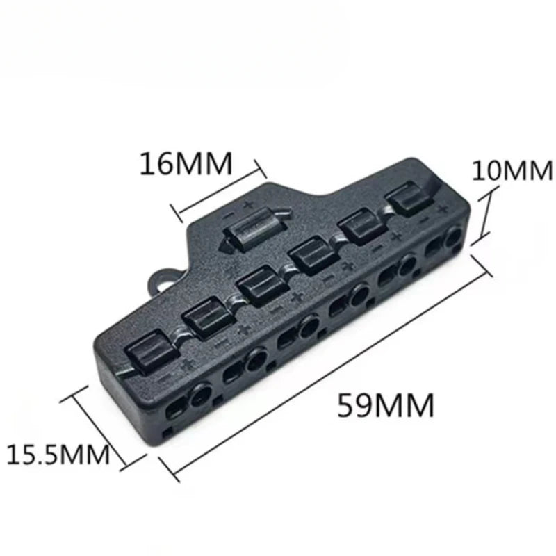 connecteur branchement led noir ports ports pièces self locking câbles noirs bleus plat lisse