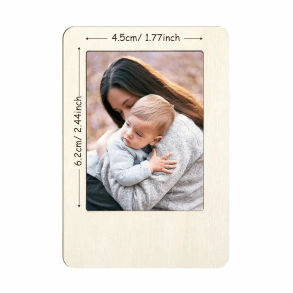 cadres photo magnétiques bois beige clair motifs colorés classiques feutres autocollants