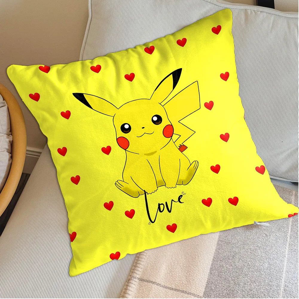 coussin décoratif jaune pikachu coeur rouge cartoon salon lit chaise maison enfant
