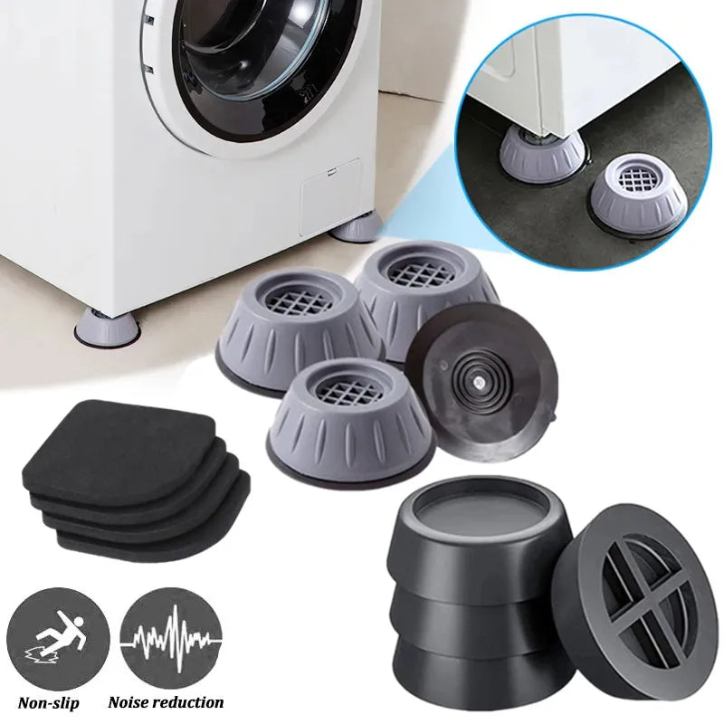 pieds machine laver antidérapants caoutchouc gris noirs robustes perforations pièces rondes lisses