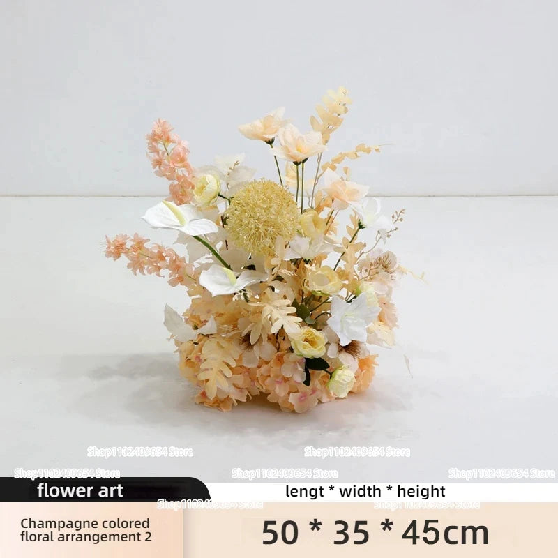 arche decorative boho chic fleurs artificielles blanc beige doré vert