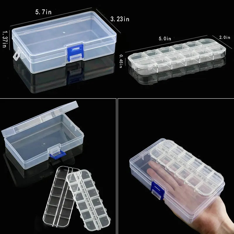 boîte rangement bijoux transparente plastique compartimentée organisateur boucles d'oreille accessoires petits objets