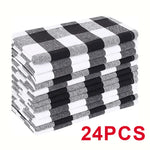 serviettes table orange blanches carreaux classiques pack 12 24 cm45cm