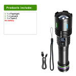 lampe torche noire laser rechargeable intense résistante autodéfense banque alimentation
