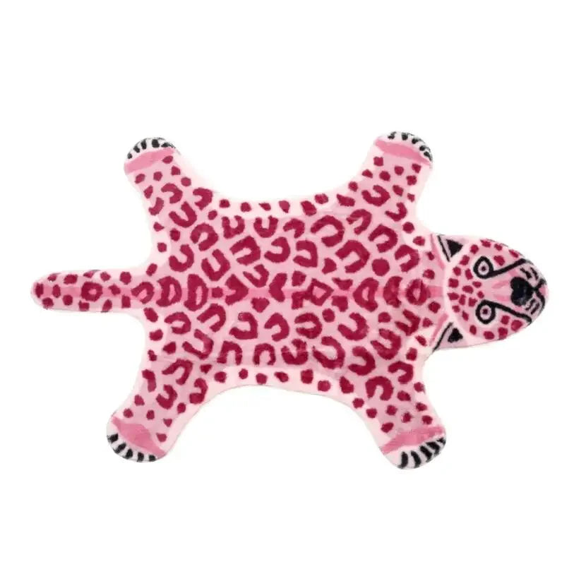 tapis imprimé léopard rose moderne salon chambre doux polyester