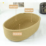 panier rangement tissu coton tressé moderne réutilisable pliable multicolore beige gris rose jaune