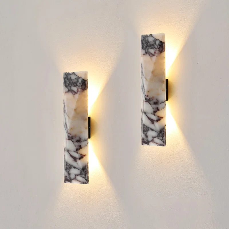 applique murale led moderne marbre blanc gris noir éclairage extérieur résistante garage jardin