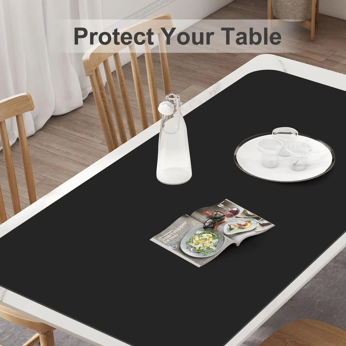 tapis silicone moderne rectangle antidérapant respectueux environnement noir gris lisse opaque contemporain cuisine