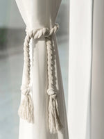 corde décorative rideau tieback blanc tissé rustique 80cm boucles pomponsextérieur