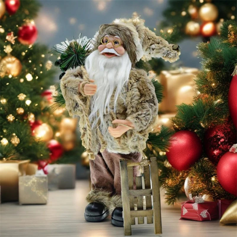 Détail de la statue Père Noël gris clair inspiration européenne
