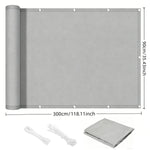 écran confidentialité gris moderne toile imperméable corde pinces uv protection balcon 80x300cm