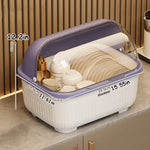 organisateur vaisselle blanc beige violet moderne drainage assiettes bols cuillères tasses rangement hermétique multifonctionnel