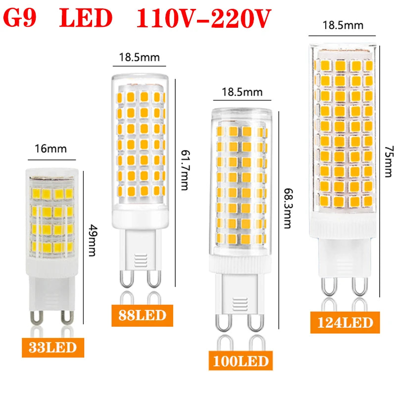 ampoules led g9 blanc carrés jaunes modernes 360° opaques 500 999 lumens 110 240v