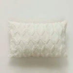 housse coussin décorative peluche géométrique moderne 30x50cm roseclair blancbeige grisclair