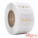 autocollants merci votre commande noir rose doré transparents élégants cœurs écriture manuscrite lot 50