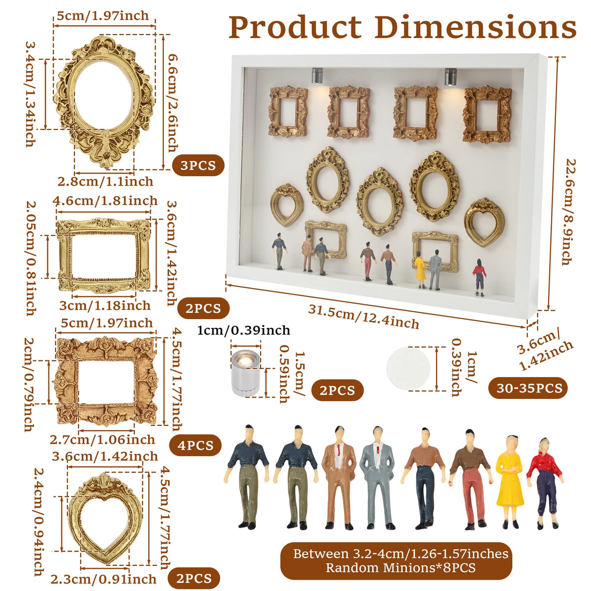 cadres photo miniatures ornementaux classiques statuettes clips lumineuses décoration intérieure vintage
