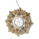 lampe décorative artisanale bois motif floral gravé or blanc vert bleu rouge