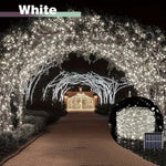 décoration extérieure guirlande led solaire 32m blanc chaud multicolore imperméable ip65 festive