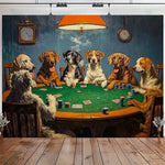 tapis vert noir chien poker texture tissée decoratif clips coudes pinces rideau salon chambre
