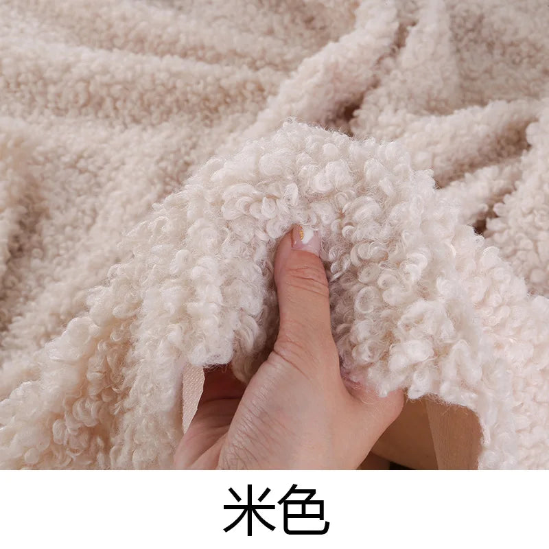 tissu bouclé imitation laine peluche beige bleu rose vert blanc poupée bricolage diy